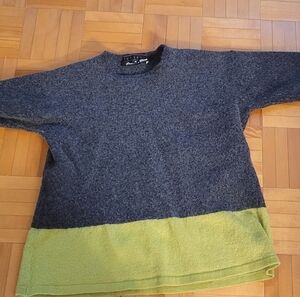Gray and Green Women's Crew Neck Sweater